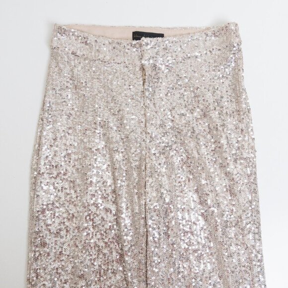 House of Harlow 1960 Sequin Flare Pants XS Champagne Metallic Glam Showgirl - Picture 5 of 13